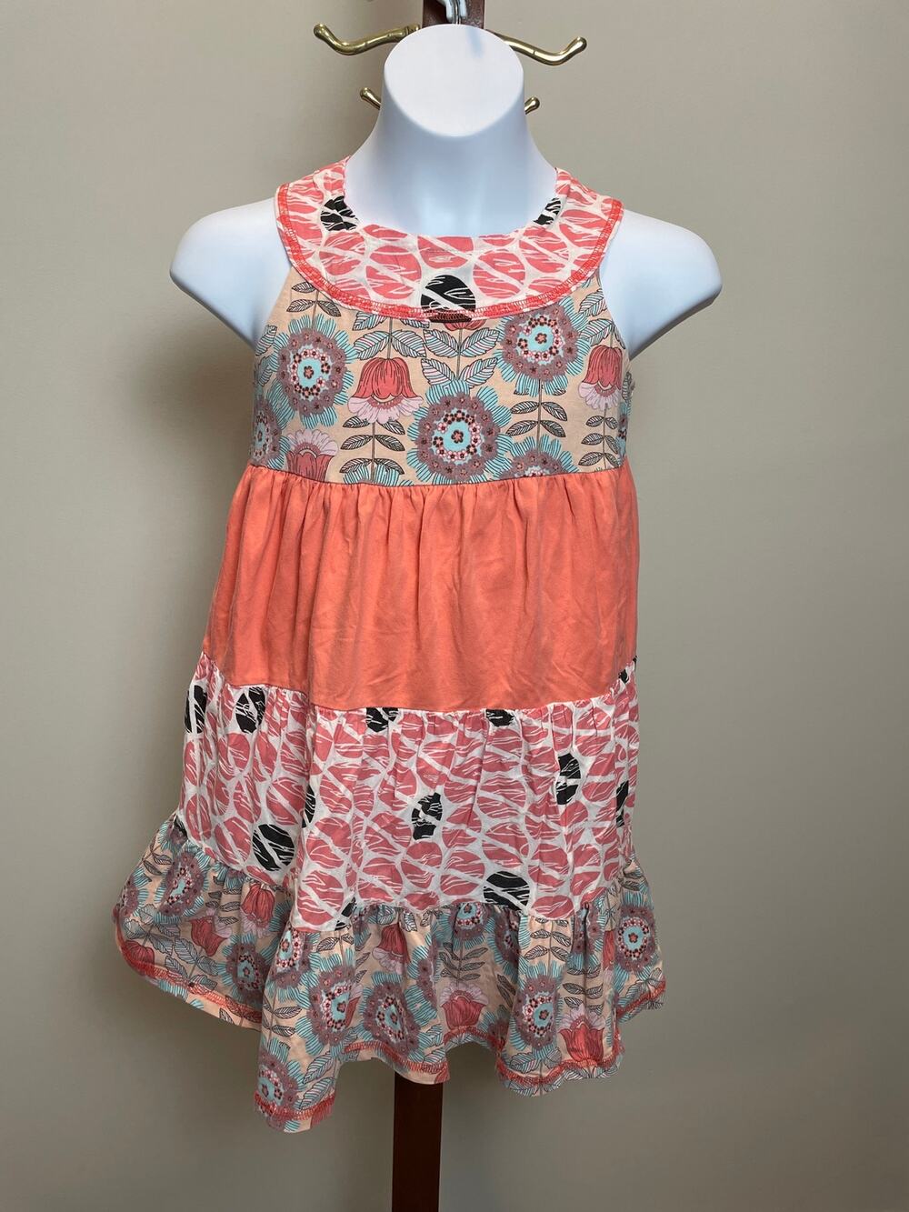 Gillian’s Closet 6X Orange Floral Halter Dress Cotton Blend Lightweight